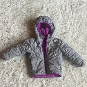 Gray and Purple Hooded Jacket